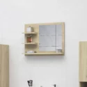 Miroir de salle de bain et 3 étagères Barrois 45x60cm Bois chêne clair