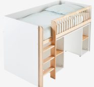 Combiné lit mezzanine + bureau coulissable GECKO – blanc