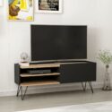 Élément TV (LVG-32) en Bois – Marron foncé et Noir